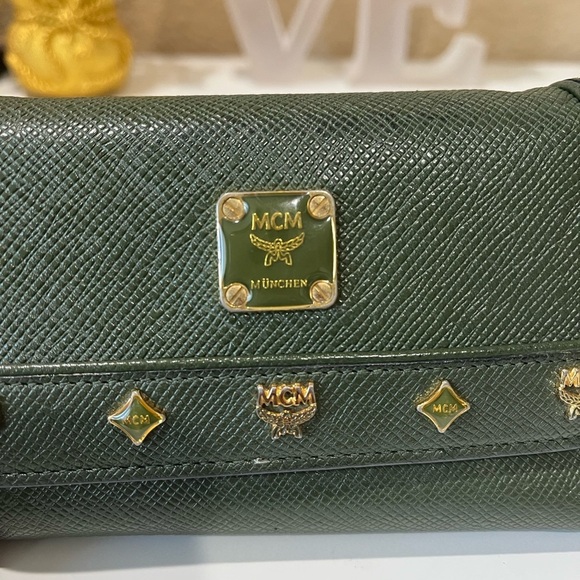 MCM ARMY GREEN COLORED TRIFOLD WALLET - Picture 2 of 13